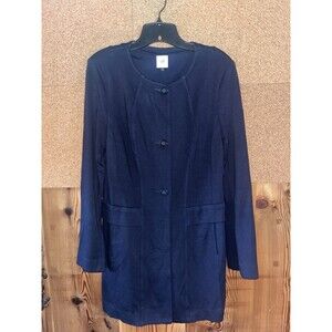 Cabi # 5093 Lido Jacket Navy Blue Button Up Mid-Length Coat Size M